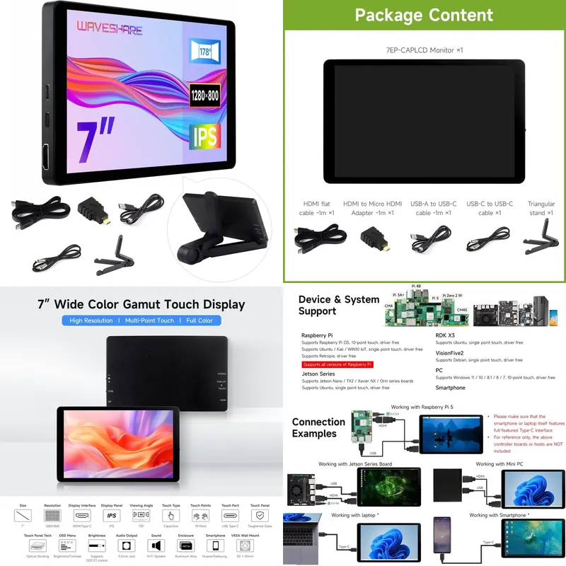 Pi Display - สำหรับหน้าจอสัมผัสแบบ Capacitive ขนาด 7 นิ้ว ความละเอียด