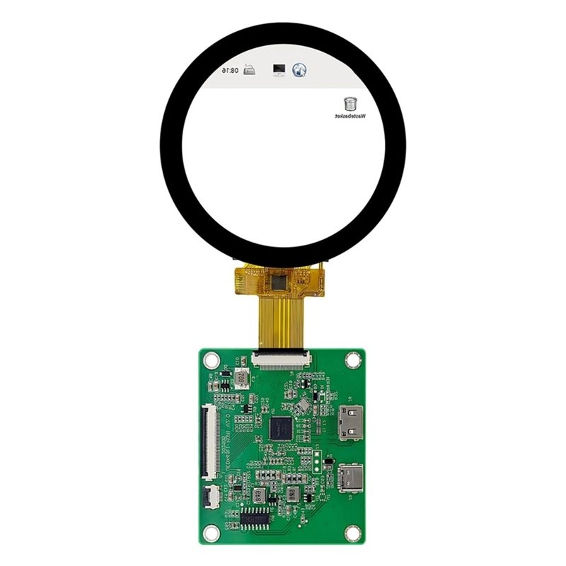 Pi Display - จอแสดงผลทรงกลม A52T DSI TFT LCD พร้อมบอร์ดไดรเวอร์ที่รองรับ