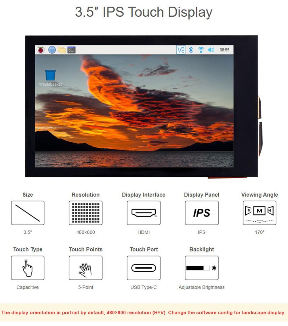 หน้าจอ LCD แบบสัมผัสแบบคาปาซิท - Pi Display บทวิจารณ์และราคา
